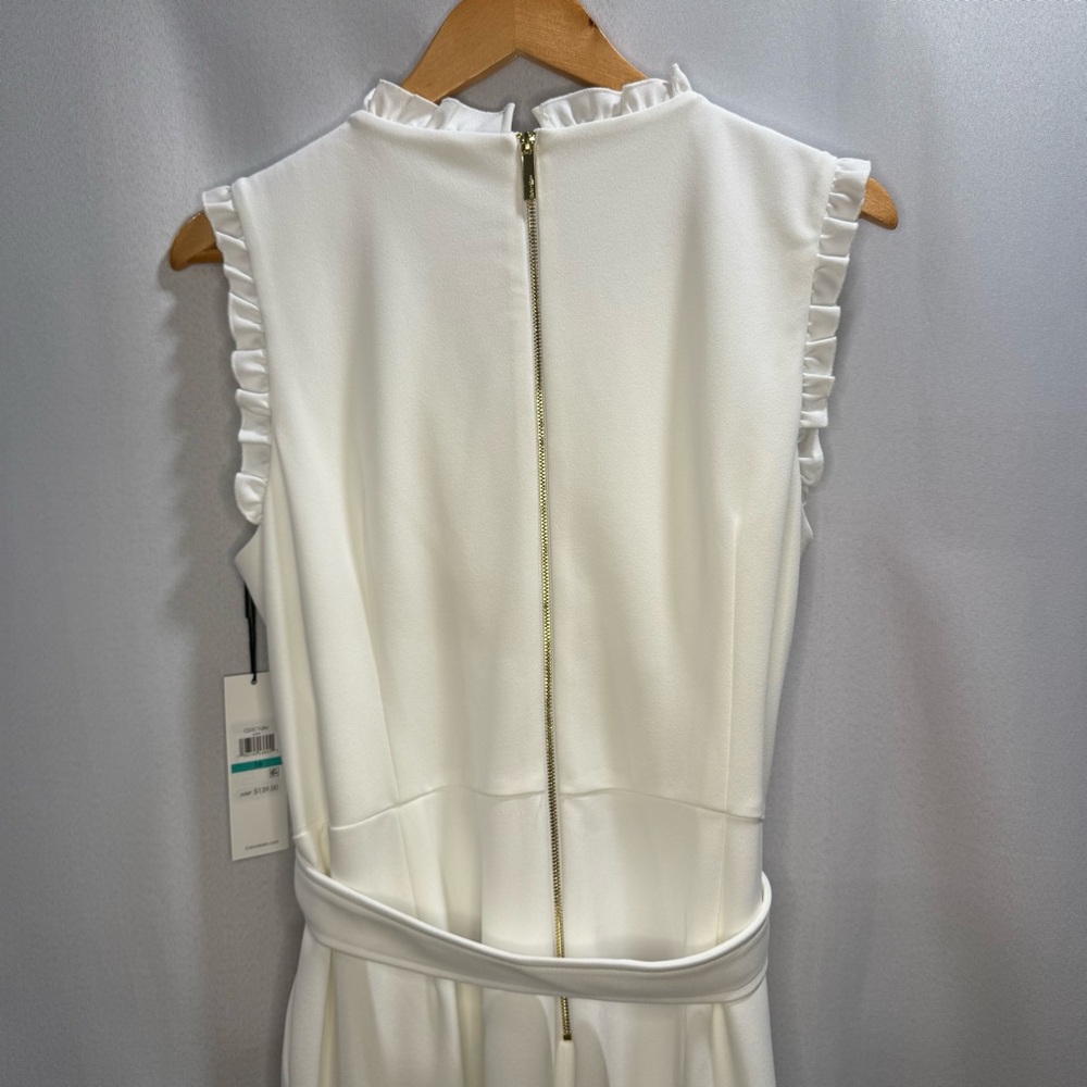 Calvin Klein Ivory Ruffle-Trim Jumpsuit - Picture 9 of 11